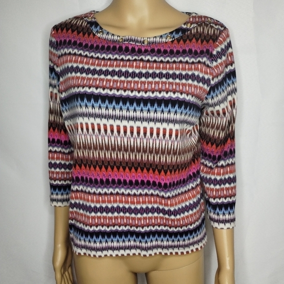 Rafaella Tops - Rafaella women's size medium petite striped long sleeve blouse shirt top